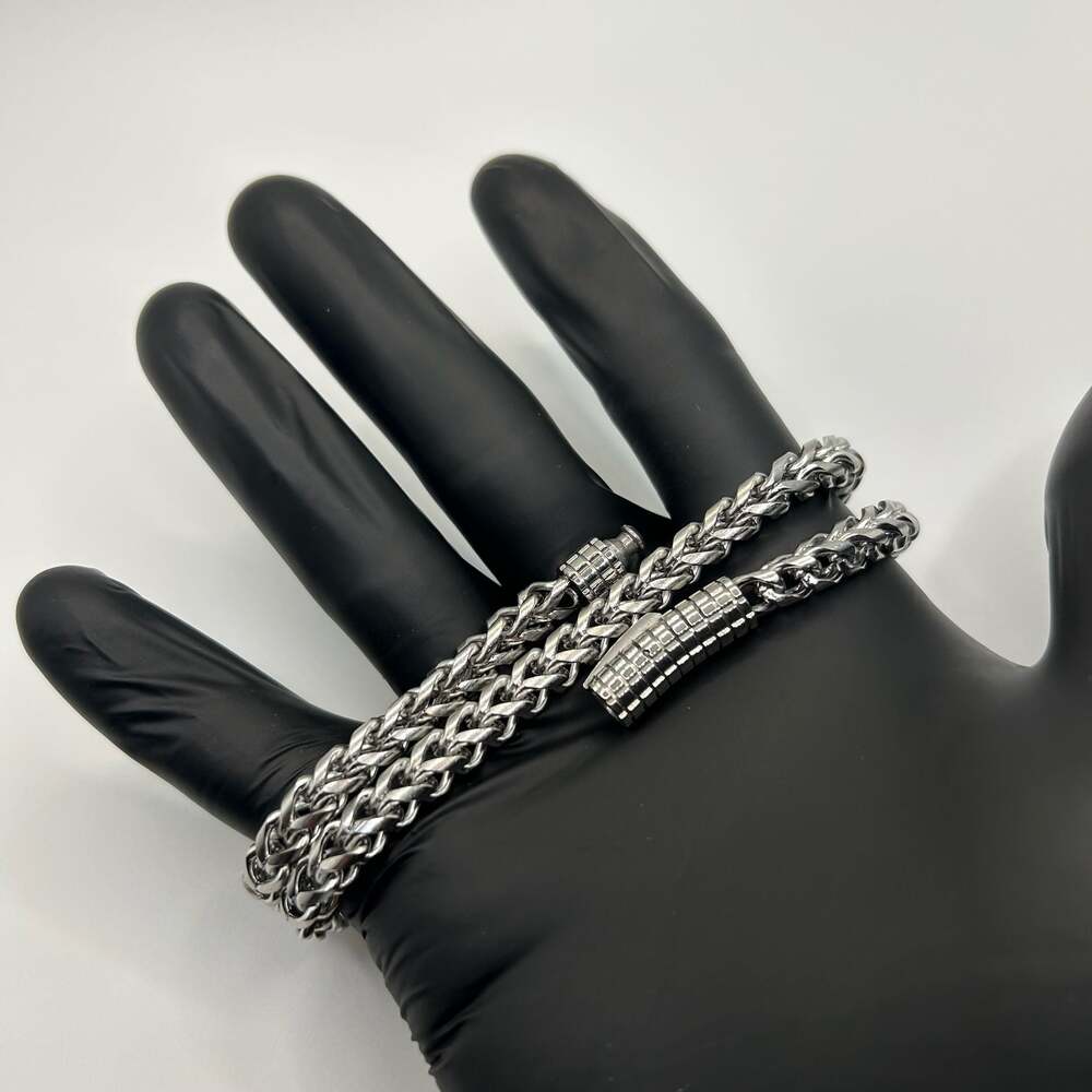 Franco Necklace Silver 6.5mm 22” Stainless Steel High Quality Waterproof Chain